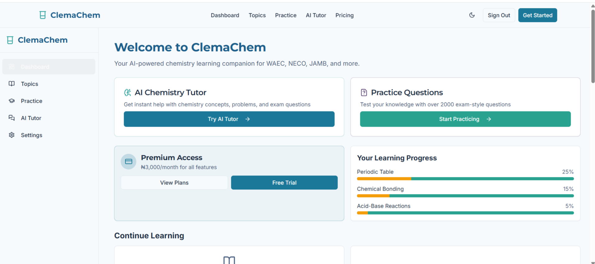 Introducing ClemaChem: AI Chemistry Tutor